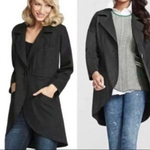 CABI Ponte Knit Lisbon Topper Jacket Gray Medium Single Button Soft